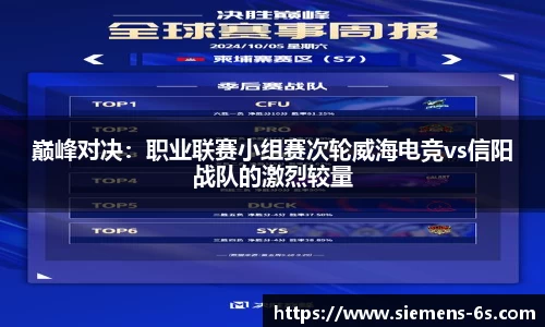 巅峰对决：职业联赛小组赛次轮威海电竞vs信阳战队的激烈较量